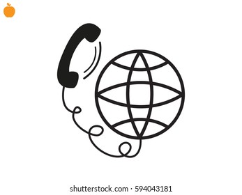 Telefon, Globus, Symbol, Vektorgrafik eps10