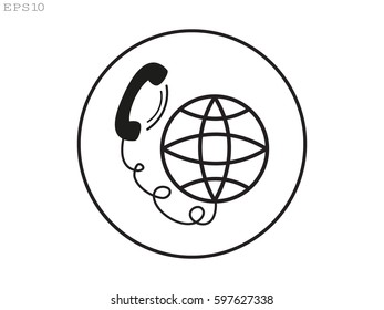 phone, globe, icon, vector illustration eps10