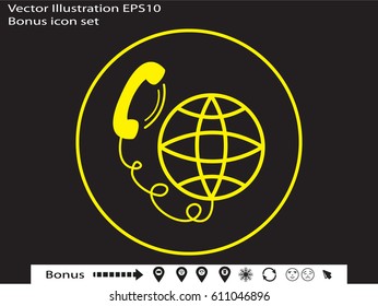 phone, globe, icon, vector illustration eps10