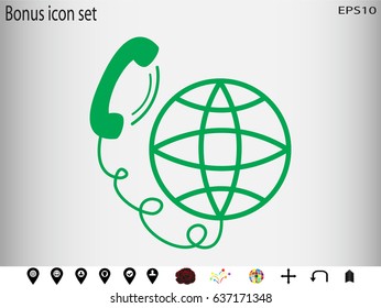phone, globe, icon, vector illustration eps10