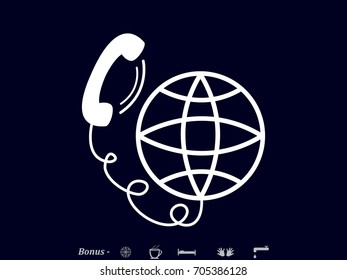 phone, globe, icon, vector illustration eps10