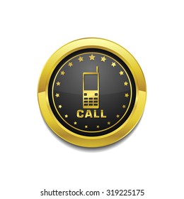 Phone Golden Vector Icon Button
