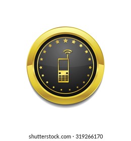 Phone Golden Vector Icon Button