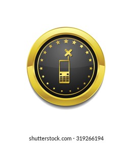 Phone Golden Vector Icon Button