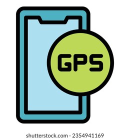 Phone gps icon outline vector. Trajectory part. Travel bullet color flat