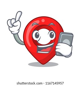 With phone GPS navigation pin on character cartoon