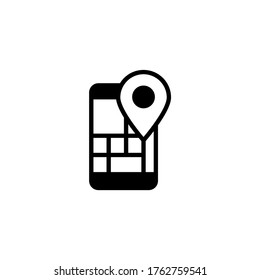 GPS-Vektorsymbol auf schwarz-weißem Hintergrund, gefüllt