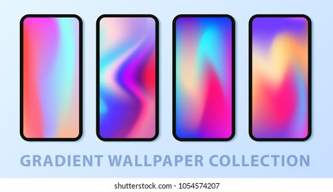 Phone gradient wallpaper set. Editable gradient mesh. Vector illustration. EPS 10