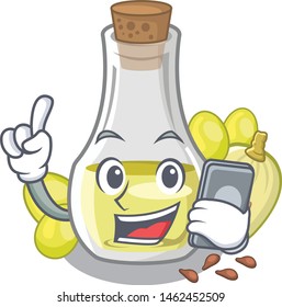 With phone grape seed oil in a cartoon