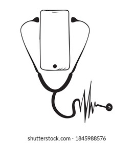 phone graphic design vector illustration, icon, art tattoo sketch, logo, hand draw, use in print