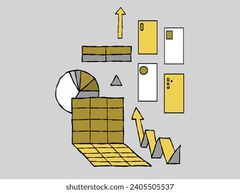 Phone graphics tables. Template. Vector illustration.