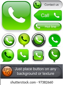 Phone green design elements for website or app. Vector eps10.