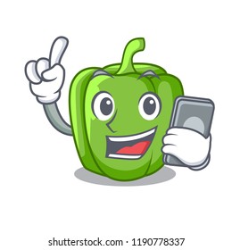 With phone green pepper in the plate character