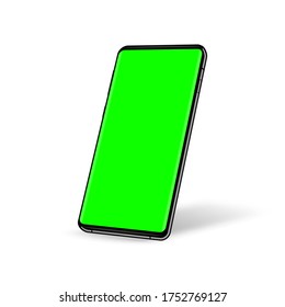 Phone with green screen chroma key background. Vector illustration