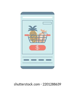 phone grocery ordering icon isolated
