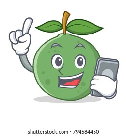 With phone guava character cartoon style