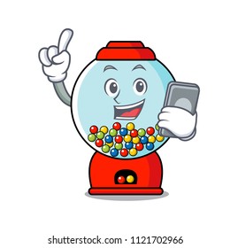With phone gumball machine character cartoon