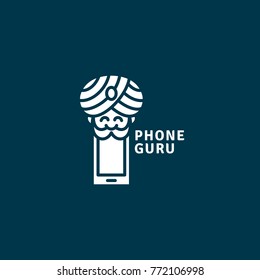 Phone guru logo template design. Vector illustration.