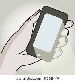 phone in hand color light falls