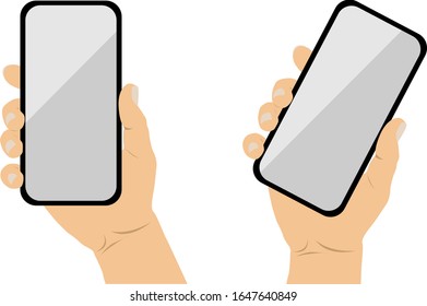 Teléfono en la mano. Diseño plano sobre un fondo blanco.
