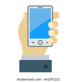 phone in hand flat icon