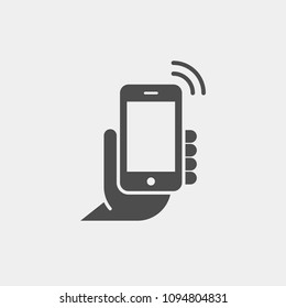Phone in hand flat vector icon. Smartphone flat vector icon
