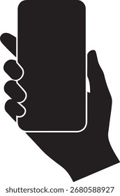 Telefone na mão visão frontal segurando silhueta