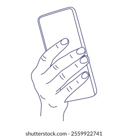 Phone in hand. Gesture contour vector illustration