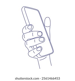 Phone in hand. Gesture contour vector illustration