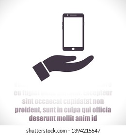phone in hand icon , lorem ipsum Flat design