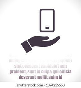 phone in hand icon , lorem ipsum Flat design