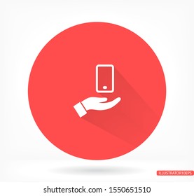 phone in hand icon , lorem ipsum Flat design