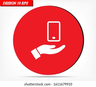 phone in hand icon , lorem ipsum Flat design