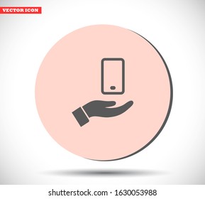 phone in hand icon , lorem ipsum Flat design