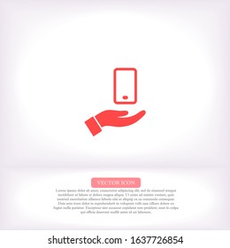 phone in hand icon , lorem ipsum Flat design