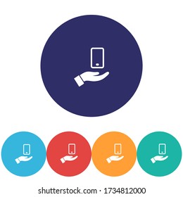 phone in hand icon , lorem ipsum Flat design