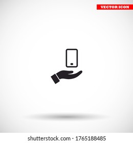 icono de teléfono en mano, lorem ipsum Diseño plano