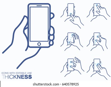 Phone In Hand Icon Set