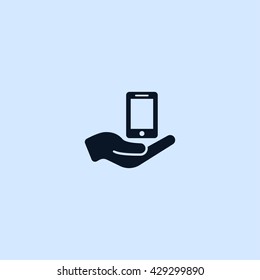 phone in hand icon. phone in hand sign