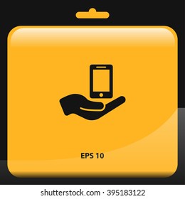 phone in hand icon. vector illustration