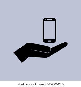 Phone in the hand icon, vector illustration