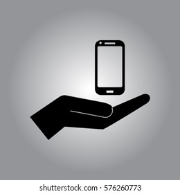 Phone in the hand icon, vector illustration