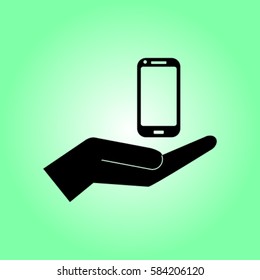 Phone in the hand icon, vector illustration
