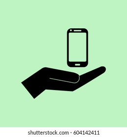 Phone in the hand icon, vector illustration