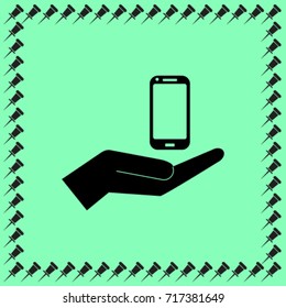 Phone in the hand icon, vector illustration