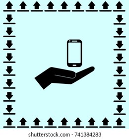 Phone in the hand icon, vector illustration