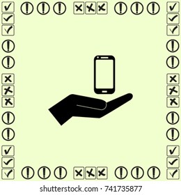 Phone in the hand icon, vector illustration
