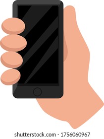 Phone in hand, illustration, vector on white background