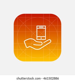 phone in hand line icon