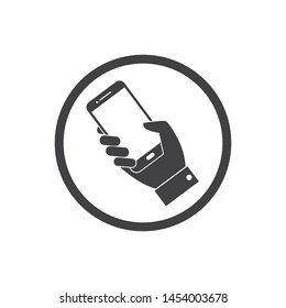 phone in hand logo icon. vector illustration design template
